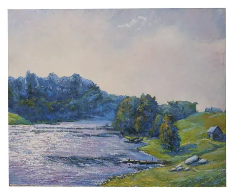 «Утро на реке» — Исаев Ю. В., холст, масло, 2003 г., 81×97 см