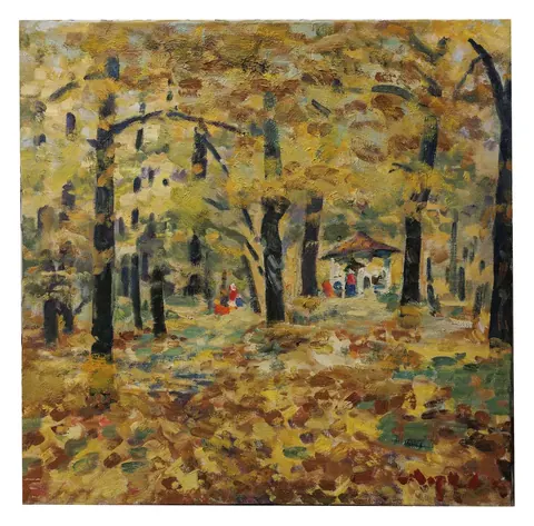 «Осень в Кунцеве» — Меринов А. И., холст, масло, 1986 г., 80×80 см