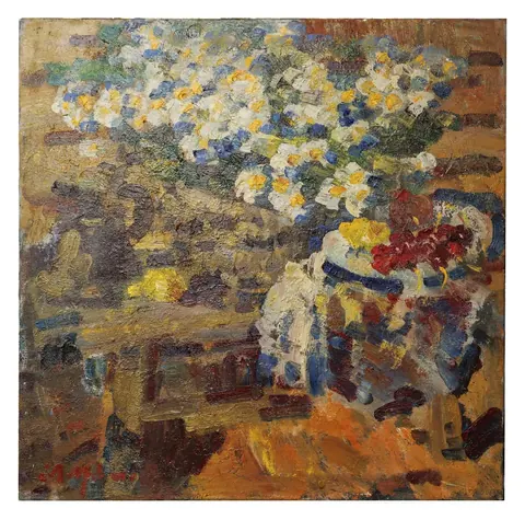 «Натюрморт солнечный» — Меринов А. И., холст, масло, 2006 г., 100×100 см