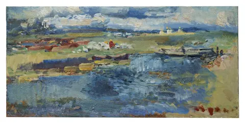 «Пастушок» — Меринов А. И., холст, масло, 1998 г., 48×100 см