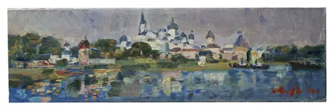 «Монастырь у воды» — автор уточняется, холст, масло