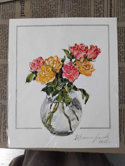 «Розы» — Саможенов В. Ф., акварель, бумага, 36×30 см