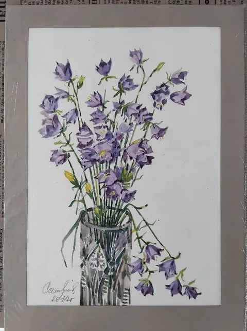 «Колокольчики» — Саможенов В. Ф., акварель, бумага, 36×25 см, в паспарту
