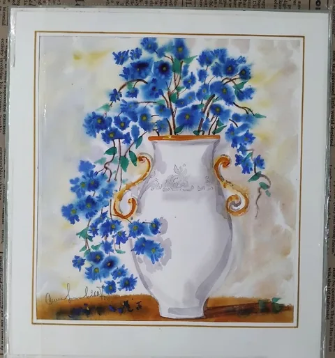 «Васильки» — Саможенов В. Ф., акварель, бумага, 30×30 см, в паспарту