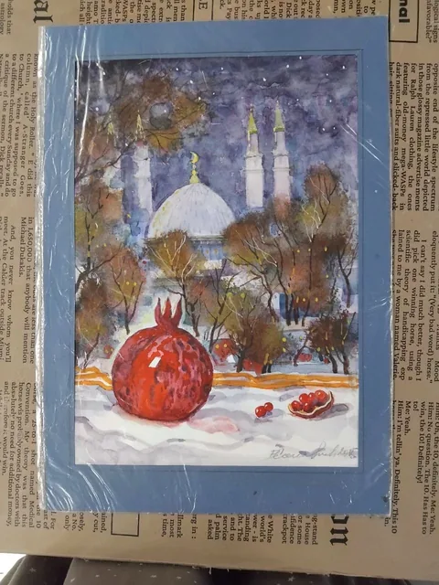 «Гранат. Зима» — Саможенов В. Ф., акварель, бумага, 30×21 см, в паспарту