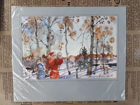 «Зимний лес» — Саможенов В. Ф., акварель, бумага, 22×30 см, в паспарту