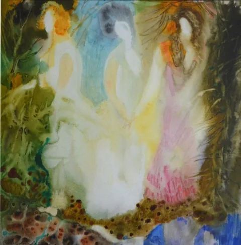 «Три грации» — Саможенов В. Ф., акварель, бумага, 2000 г., 29×29 см