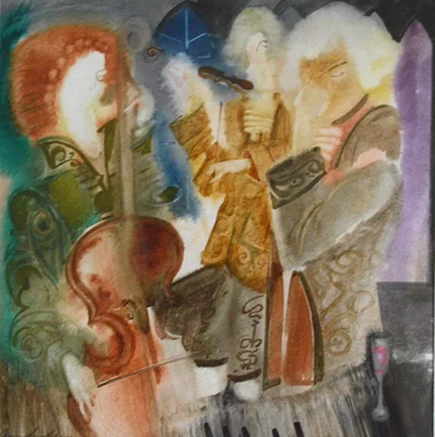 «Моцарт» — Саможенов В. Ф., акварель, бумага, 2000 г., 31×30 см