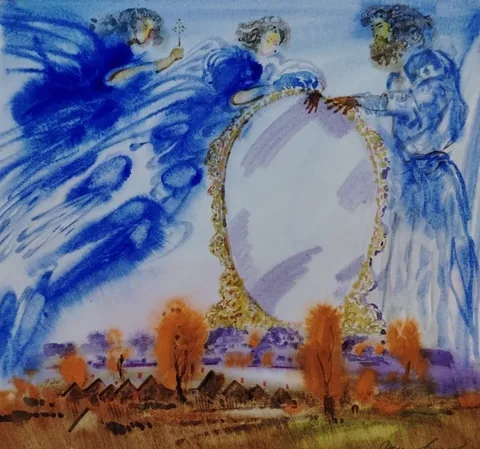 «Зеркало» — Саможенов В. Ф., акварель, бумага, 2004 г., 29×30 см