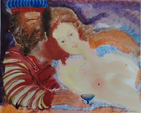 «Влюблённые» — Саможенов В. Ф., акварель, бумага, 2004 г., 25×32 см