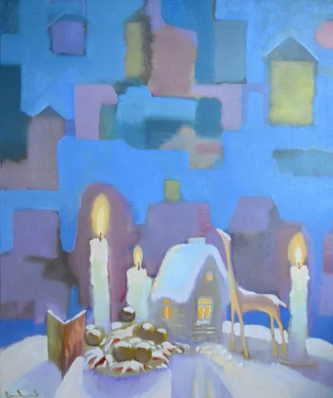 «Рождественский натюрморт» — Саможенов В. Ф., холст, масло, 2002 г., 60×70 см
