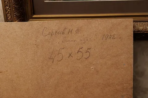 Оборот картины «Весна идёт» — подпись и надписи автора