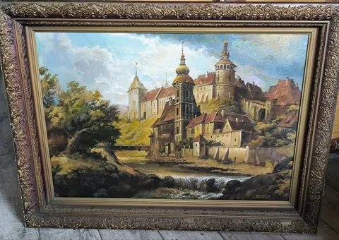 «Городской пейзаж с замком» — холст, масло, 1995 г.