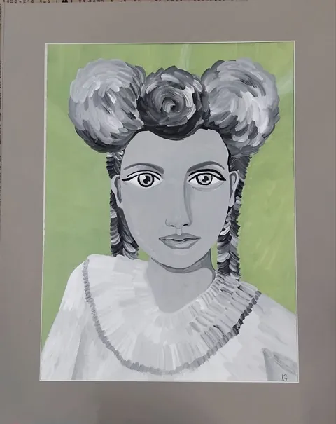 «Портрет девушки» — бумага, гуашь, в паспарту · 45×38, Екатерина Гунькина