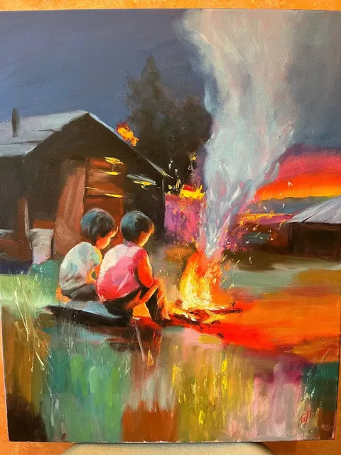 «В деревне» — масло, холст на подрамнике 40×50