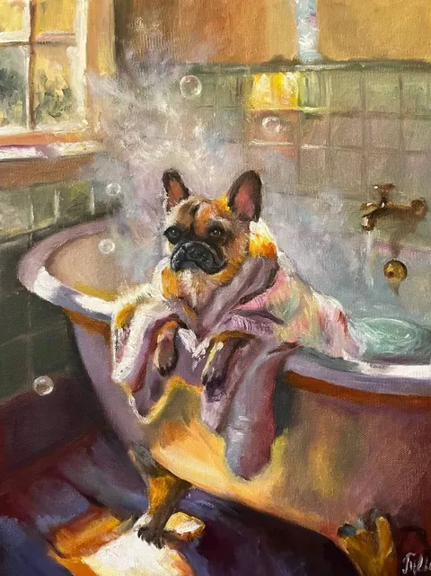 «Банный день» — Масло, холст 30×40