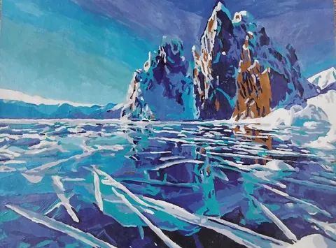 «Байкал» — картон, акрил · 20×30, Виктория