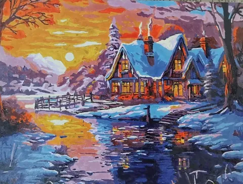 «Зимний дом» — картон, акрил · 30×20, Виктория