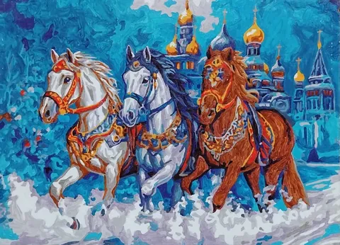 «Тройка» — холст, акрил · 20×30, Виктория
