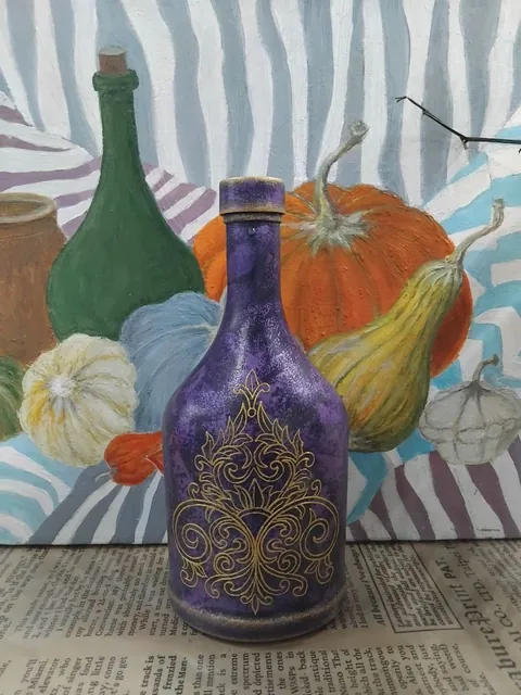 Бутылка с авторской росписью акрилом, вариант 1