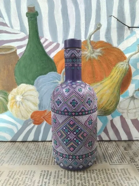 Бутылка с авторской росписью акрилом, вариант 3