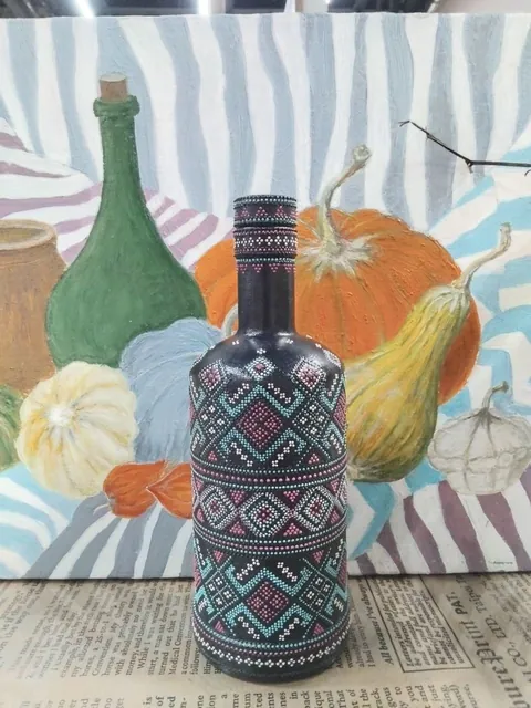 Бутылка с авторской росписью акрилом, вариант 4
